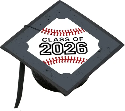 Big Dot of Happiness Béisbol de graduación - Kit de decoración de gorra de graduación 2026 - Cubierta de gorra de graduación