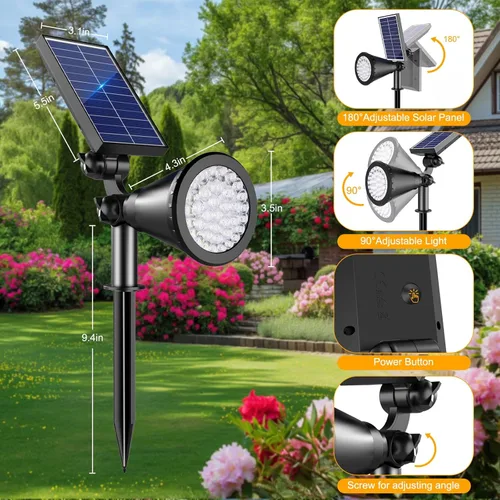 Miniatura 3 de Luces solares para exteriores impermeables, 36 LEDs 1000LM Focos solares ajustables para exteriores, iluminación de paisaje 2 en 1 alimentada por