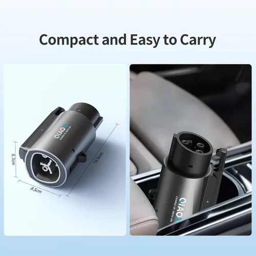 Miniatura 8 de QIAO - Adaptador de carga Tesla a J1772, máximo 80 A 250 V CA, convertidor NACS chapado en plata para carga eficiente de EV de nivel 2, compatible