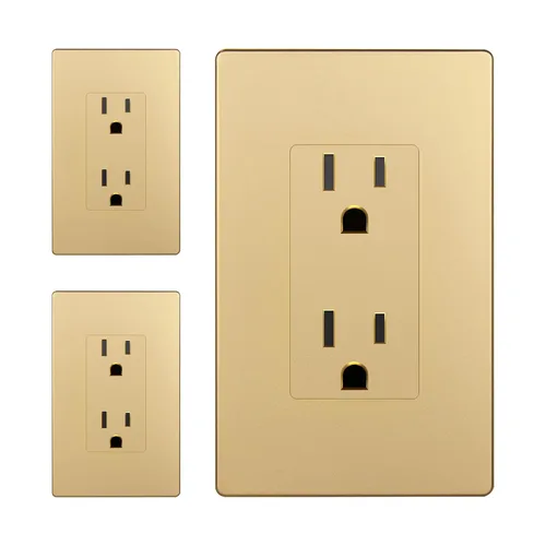 Miniatura 49 de LIDER LR15-TR-GD5P - Receptáculo decorativo mate c/tapa frontal intercambiable, tomacorriente a prueba de manipulaciones/niños, autoconexión a Dorado
