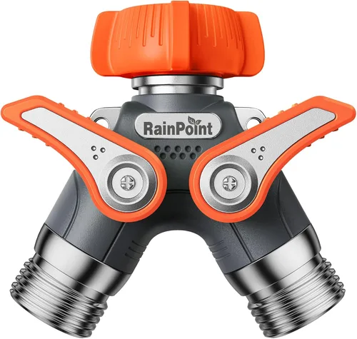 Miniatura 9 de RAINPOINT Divisor de manguera de jardín, divisor de espiga en Y de manguera de agua resistente de 2 vías con válvulas de cierre, divisor de grifo
