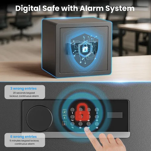 Miniatura 4 de Locksworth Caja de seguridad antirrobo de 1.4 pies cúbicos con bolsa impermeable ignífuga, caja de seguridad electrónica para el hogar, oficina