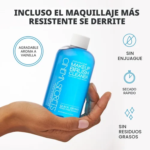 Miniatura 3 de Cinema Secrets Solución limpiadora de brochas de maquillaje de vainilla azul original, limpiador profesional para brochas de maquillaje, fórmula