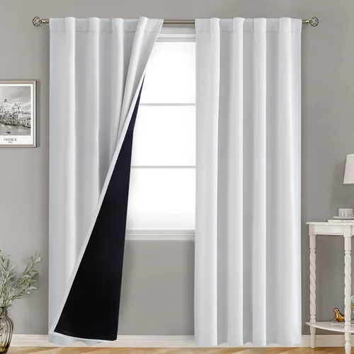 Miniatura 137 de BGment Cortinas 100% opacas beige de 63 pulgadas de largo con forro aislante térmico, bolsillo para varilla y lengüeta trasera de doble capa
