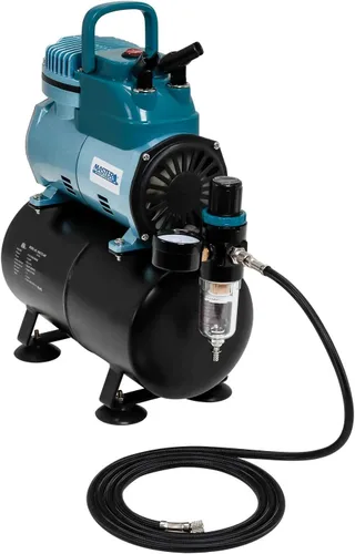 Miniatura 6 de Master Airbrush Kit de compresor de cepillo de aire modelo TC-96T - Compresor de aerógrafo profesional de doble pistón Cool Runner con tanque