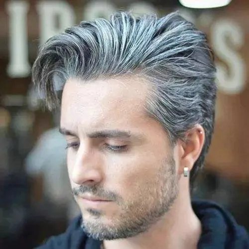 Miniatura 5 de Amiable Toupee para hombres Single Knotted grey hair toupee para hombres Natural Wave Sistema de reemplazo para hombres (#1B60)