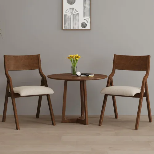 Miniatura 9 de Ball & Cast Sillas modernas plegables tapizadas para cocina y comedor, juego de 2, nogal Nuez+gris pardo1