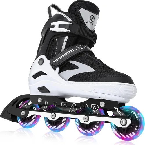 Patines en línea ajustables para niños de 4 a 12 años, ruedas iluminadas, patines para principiantes para niños y niñas, regalo de patinaje en Blanco