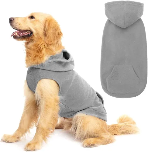 Miniatura 16 de EXPAWLORER - Sudadera de forro polar con capucha para perros, chaleco de suéter a cuadros para mascotas, ropa de otoño e invierno con anillo