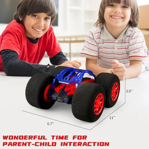 Miniatura 8 de pinkking Coche de control remoto con neumáticos de esponja de gran tamaño, auto RC para interiores y exteriores, 2.4 GHz, vehículo eléctrico de Rojo