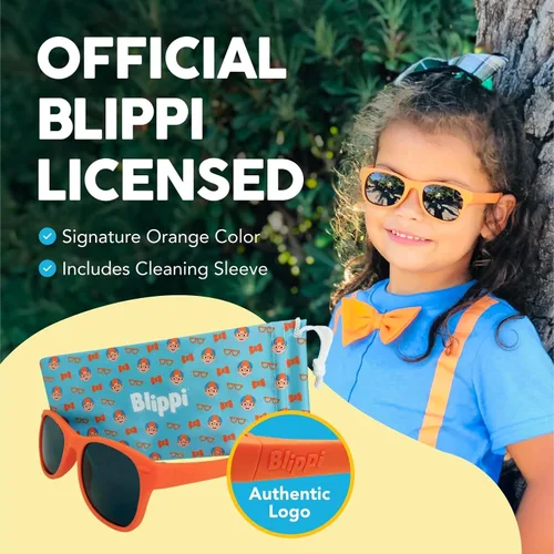 Miniatura 8 de Blippi Gafas de sol espejadas, flexibles, polarizadas, color naranja para niños con lentes espejadas azules