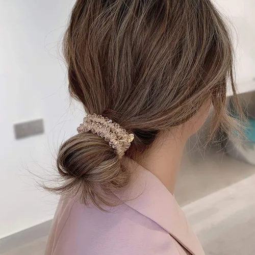 Miniatura 6 de Brinie Bandas elásticas para el cabello, bandas elásticas blancas para el cabello, bandas para el cabello con cuentas para coleta, accesorios
