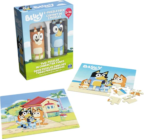 Spin Master Games, rompecabezas de Bluey 2 unidades, 36 piezas, rompecabezas para niños, juguetes de Bluey y preescolar, para edades de 3 años en
