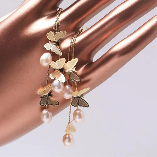 Miniatura 3 de Sonateomber Aretes de cadena larga de oro para mujer, aretes de hilo colgantes de moda, regalo de joyería
