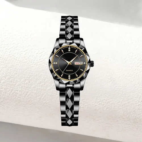 Miniatura 6 de BESTKANG Reloj de pulsera clásico para mujer, de lujo, impermeable, con calendario, acero inoxidable, de cuarzo, para mujer