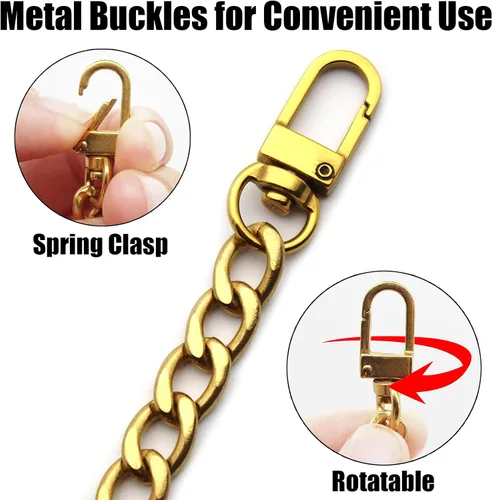 Miniatura 5 de Anvin Correa de cadena plana de 47 pulgadas, cadenas de hierro para bolso de mano, correas de repuesto para bolso de hombro, cadena cruzada