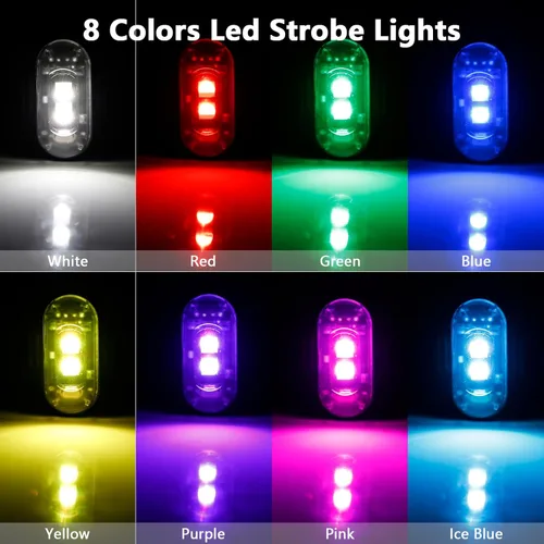 Miniatura 4 de LECART 4 luces estroboscópicas LED magnéticas con control remoto, 8 colores, inalámbricas, anticolisión, luces estroboscópicas de emergencia