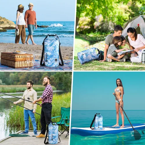Miniatura 9 de VILLEY Bolsa seca impermeable de 20L, saco con tapa enrollable que mantiene el equipo seco, saco ligero para kayak, navegación, camping, natación