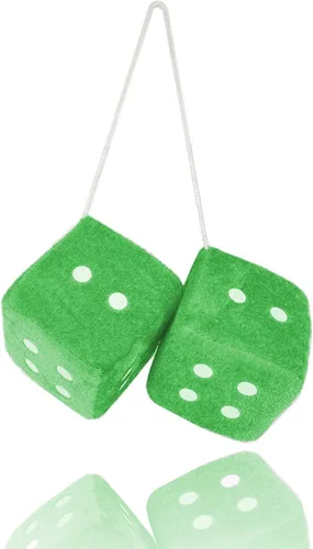 Miniatura 11 de Par de dados de felpa negros peludos de 2.75 pulgadas clásico vintage [dados nostálgicos de los años 80 para espejo de automóviles] para espejos