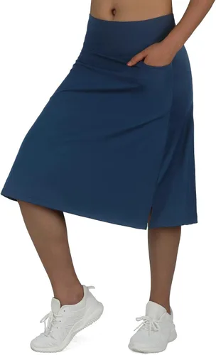 beroy Faldas de falda de longitud media para mujer con 3 bolsillos, faldas modestas para mujer, falda pantalón de 24 pulgadas hasta la rodilla