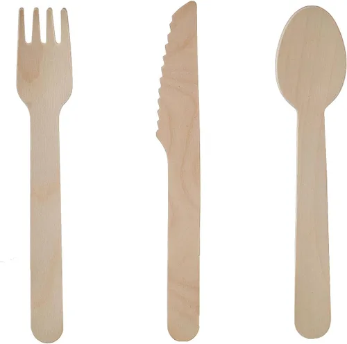 JALUXING Juego de cubiertos de madera 100% compostables, 300 utensilios combinados, cubiertos de madera desechables, ecológicos, cubiertos de fiesta
