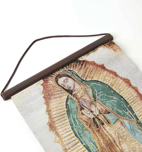 Miniatura 3 de HZMAN Pintura de la Virgen María Tejido Retro Hecho a Mano Arte de Pared Decorativo Santa Nuestra Señora de Guadalupe Imagen Estética para Sala