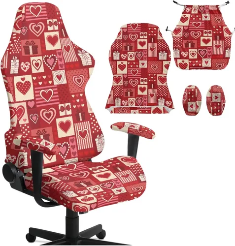 Miniatura 12 de Heart Gaming Chair Cover for Desk Chair Stretchy Armrest Covers Washable Ergonomic Office Seat Cover Dustproof Gaming Chairs Easy to Fit Home Office