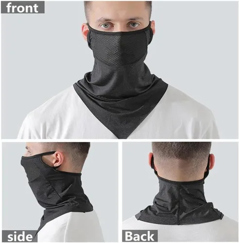 Miniatura 5 de Paquete de 3 mascarillas triangulares para colgar, protección solar de verano, máscara de seda de hielo, polaina para el cuello, bandana