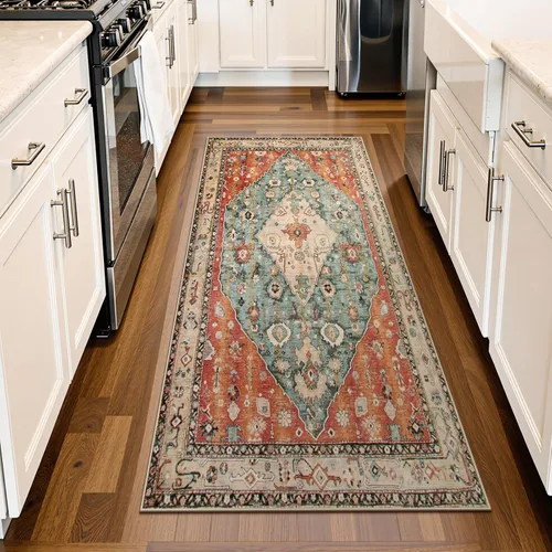 Miniatura 43 de Lahome Alfombra tribal bohemia de 2 x 3 pies, alfombra verde pequeña para entrada, suave, antideslizante, lavable, alfombra de baño bohemia de pelo