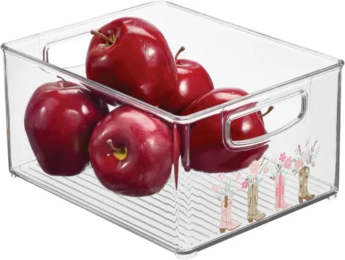 Miniatura 12 de iDesign Bathroom Organizer Bin, Decorative Print - Stackable Plastic Storage Basket for Makeup & Vanity Organization - Clear/Red