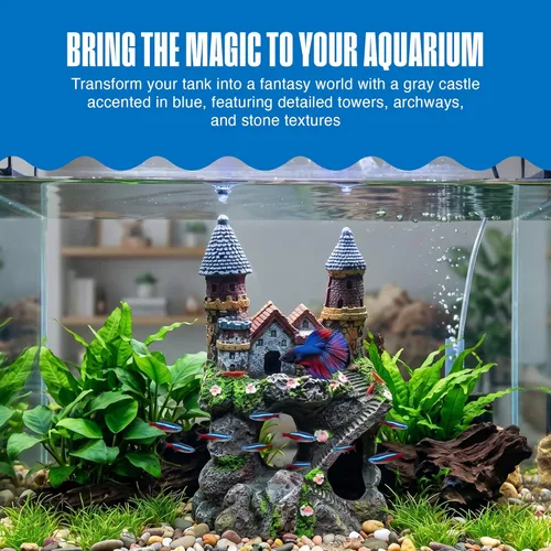 Miniatura 2 de Penn-Plax Decoración de acuario de castillo encantado de la Edad de la Magia - Seguro para peceras de agua dulce y salada - Pequeño