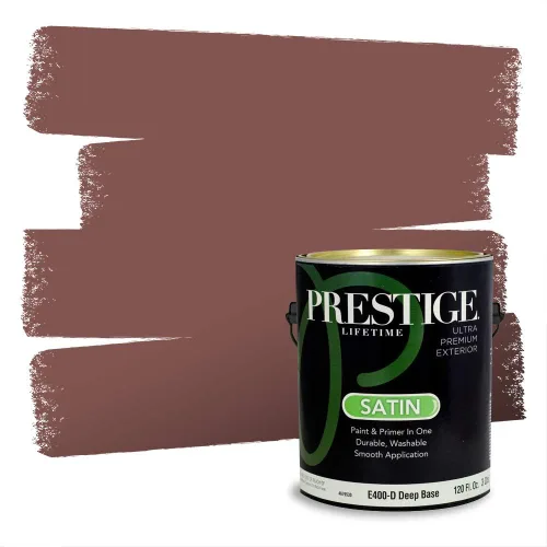 Miniatura 4 de Prestige Paints Pintura exterior e imprimación en uno, 1 galón, plano, coincidencia comparable de Valspar* Amber Rose*