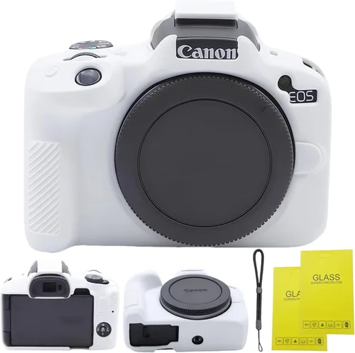 EOS R50 - Funda protectora de silicona suave para cámara Canon EOS R50 EOSR50 Vlogging Camer, viene con 2 protectores de pantalla y 1 correa de