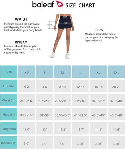 Miniatura 6 de BALEAF - Falda pantalón de verano para mujer, diseño de tiro alto, de 13pulgadas, con 4 bolsillos, para tenis, golf, correr o entrenar.