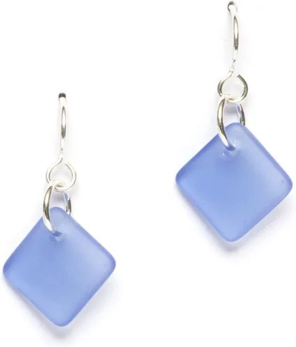 Miniatura 19 de Delicate Diamond Sea Glass Earrings, Beach Glass Earrings for Women by EcoSeaCo, using sustainable, recycled and repurposed material. Handmade
