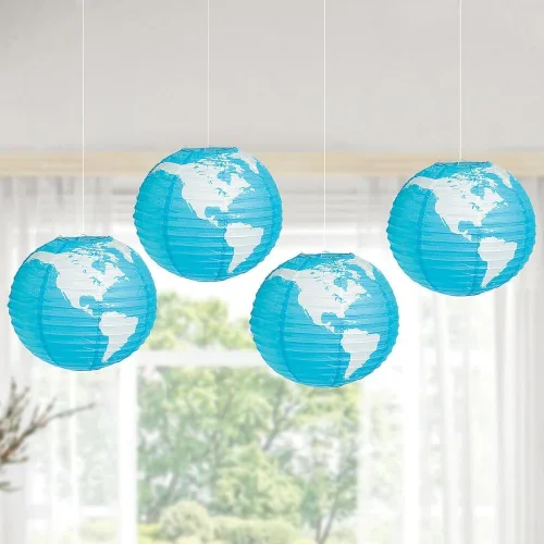 Miniatura 3 de Fun Express Juego de 3 linternas de papel colgantes de globo terráqueo de 12 pulgadas, decoraciones de fiesta, globos y decoración divertida VBS 2026