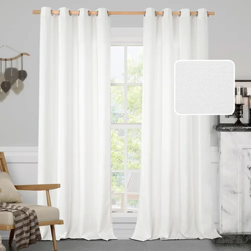 Miniatura 29 de LAMIT Cortinas de Lino Blancas Semitransparentes para Dormitorio, Paneles Filtrantes de Luz, Cortinas de Lino con Ojales de Protección de Privacidad