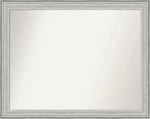 Miniatura 79 de Amanti Art Espejo de baño plateado para sobre fregadero, 25 x 25 pulgadas, espejo de tocador cuadrado estrecho de níquel cepillado, marco de madera