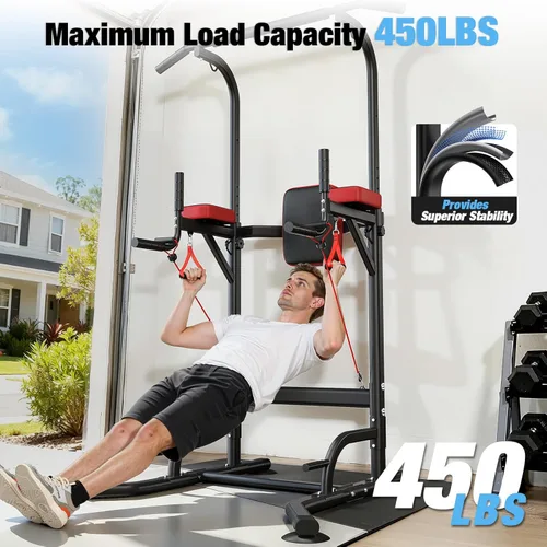 Miniatura 3 de Dskeuzeew Power Tower Estación de Barra de Dominadas para Gimnasio en Casa Fuerza, Estación de Dominadas y Fondos de 450 LBS Entrenador Asistivo