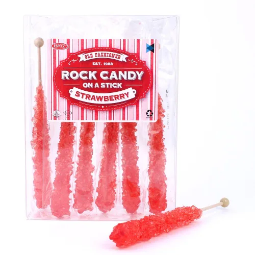 Miniatura 71 de Palitos de caramelo de roca extragrandes: 12 paletas de cereza rosa – envueltas individualmente – Palitos de caramelo de roca de cristal