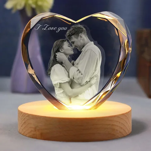 Miniatura 9 de Foto de cristal 3D personalizada, regalos personalizados para mujeres, mamá, marco de fotos de cristal, regalos de aniversario personalizados