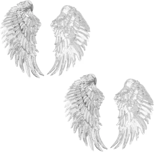 Miniatura 5 de Parches de lentejuelas de alas de ángel, 2 pares de parches bordados para planchar, apliques bordados para bricolaje, accesorios de decoración