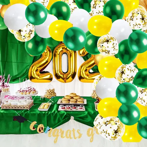 Miniatura 5 de Decoraciones de fiesta de graduación verde y amarillo 2026/decoraciones de graduación verde amarillo clase de 2026/globos verdes amarillos/ globo