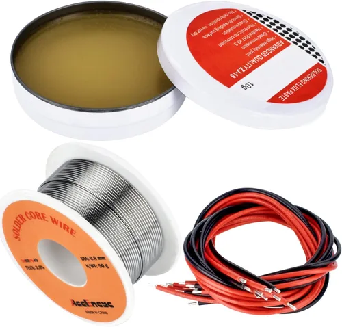 AccEncyc Kit de fundente de alambre de núcleo de soldadura y pasta de colofonia de estaño, plomo, núcleo de colofonia, alambre de soldadura y pasta