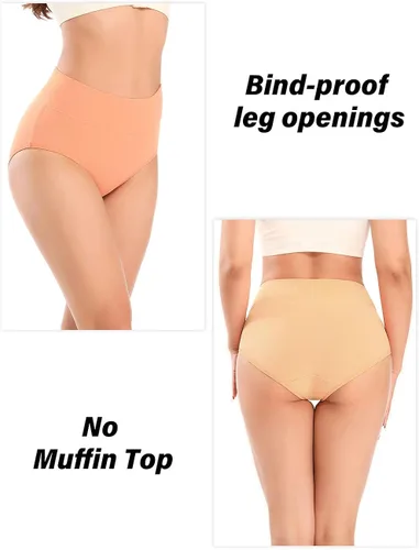 Miniatura 5 de POKARLA Ropa interior de algodón para mujer, cintura alta, cobertura completa, suaves, transpirables, bragas para mujer, paquete de 5