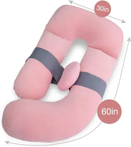 Miniatura 8 de Almohada de cuerpo completo de 60 pulgadas, almohada de lactancia, maternidad y embarazo, almohadas extragrandes en forma de U con lado desmontable