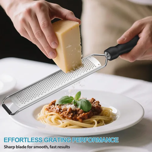 Miniatura 2 de Rallador de limón y queso – Rallador de acero inoxidable afilado para cítricos, parmesano, ajo, chocolate y jengibre, agarre antideslizante