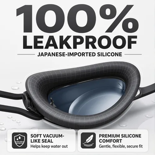 Miniatura 3 de Gafas de natación unisex Swipe para hombres y mujeres, antivaho, tecnología UV, correa doble, sin fugas, gafas de natación Negro y azul