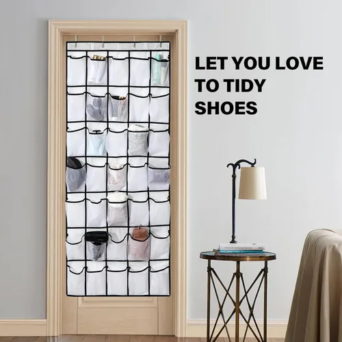 Miniatura 5 de Organizador de zapatos con 35 bolsillos grandes para puerta, estante porta zapatos con bolsillos de malla, organizador de zapatos colgante de gran