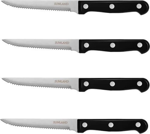 Miniatura 10 de SUNALND - Juego de 8 cuchillos para carne, con borde dentado y triple remachado